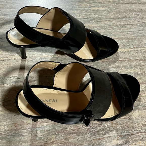 Coach Marla open toe strapped glossy kitten heels sandals - Picture 4 of 16
